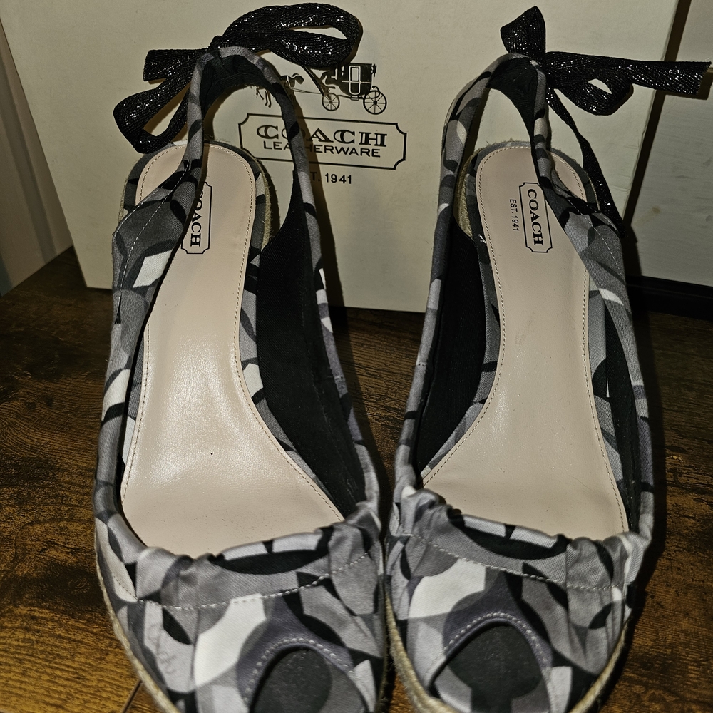 COACH MARITZA Platform Espadrilles WEDGE SANDALS PEEP TOE size 8.5 - Picture 4 of 7